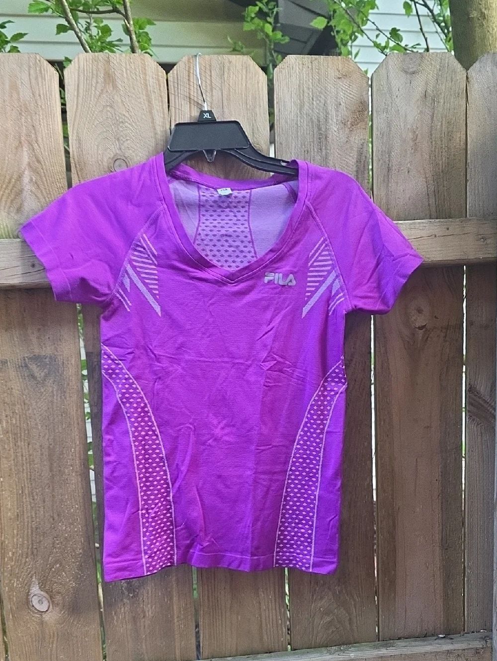 FILA Women's Purple Performance V-Neck Athletic Top